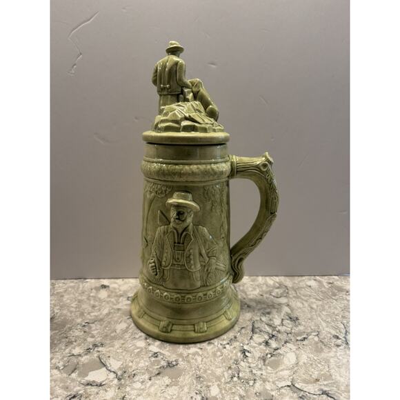 Vintage Ceramic German Hunter Beer Stein with Lid 1970s - Picture 5 of 9
